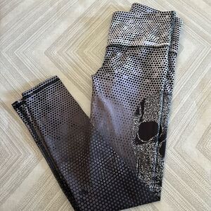 Playground Women’s Polka Dot and Skull Print High Waist Leggings, Size XS & S